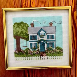 8” x 7” Framed Cross Stitch House Home